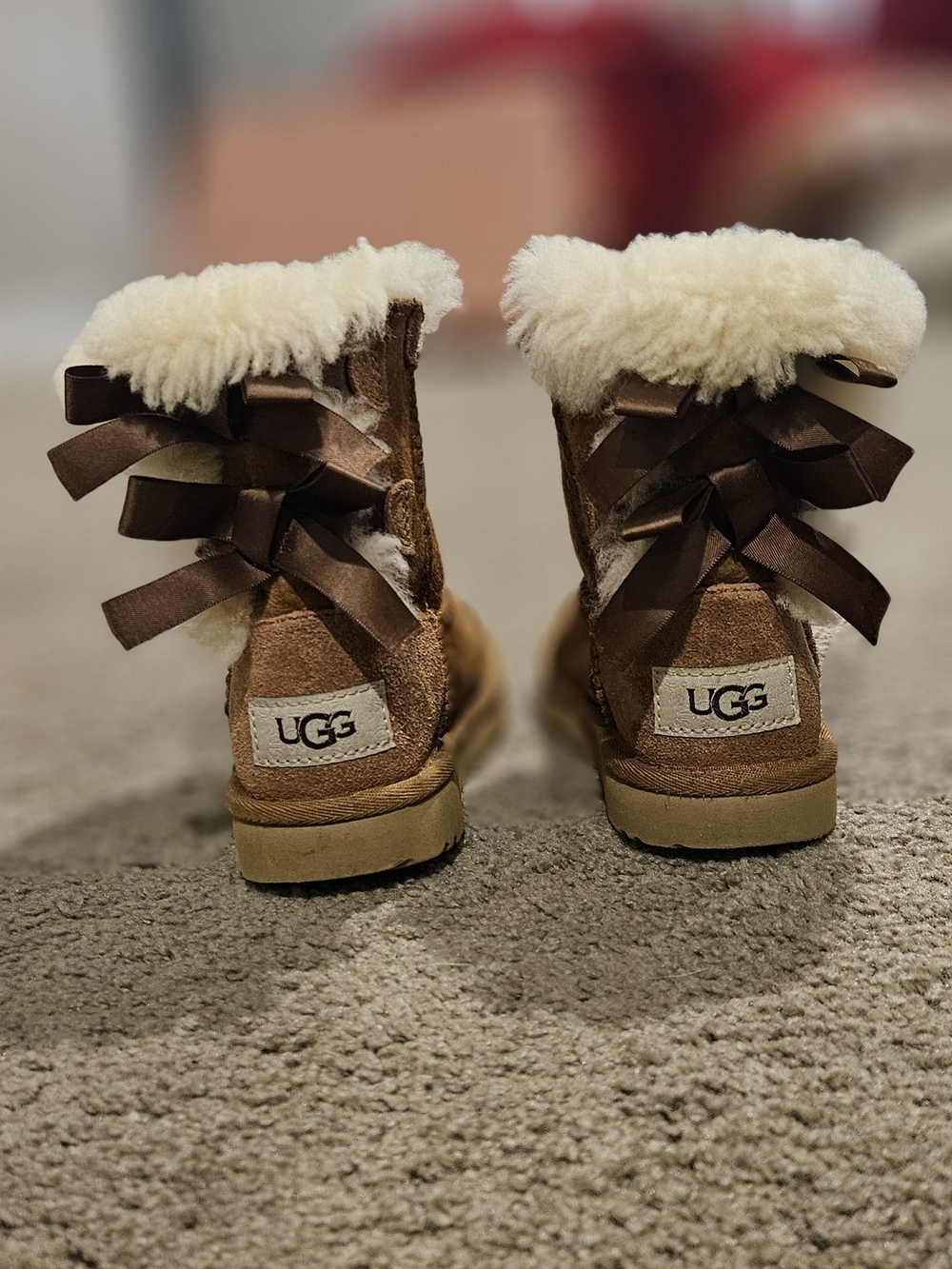 UGG Kids Chestnut Bailey Bow Bootie with Shearling Trim